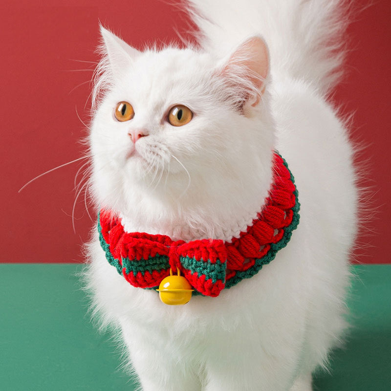 Christmas bow knit collar