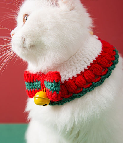 Christmas bow knit collar